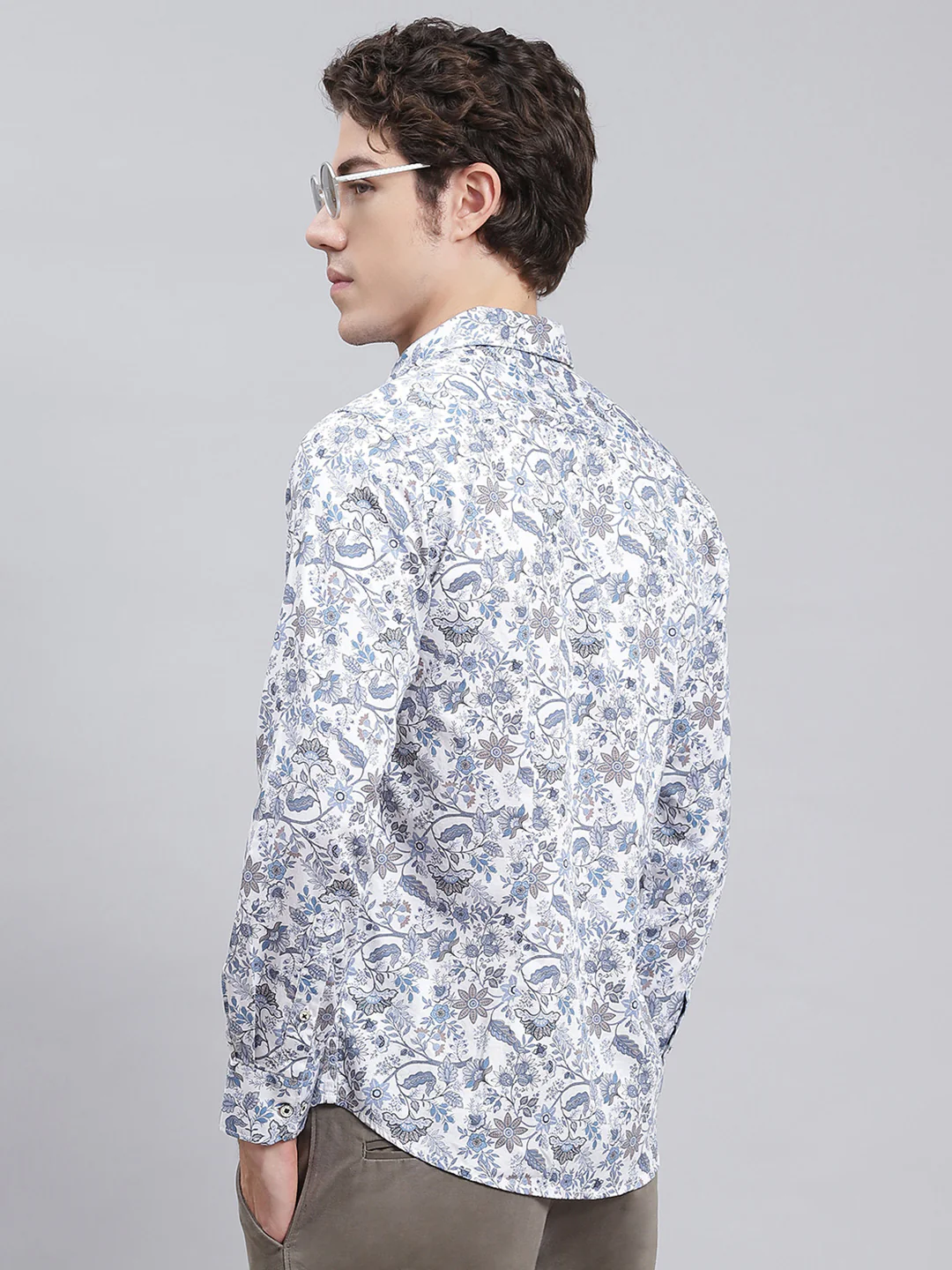 Men Blue Printed Pure Cotton Shirt - Image 5