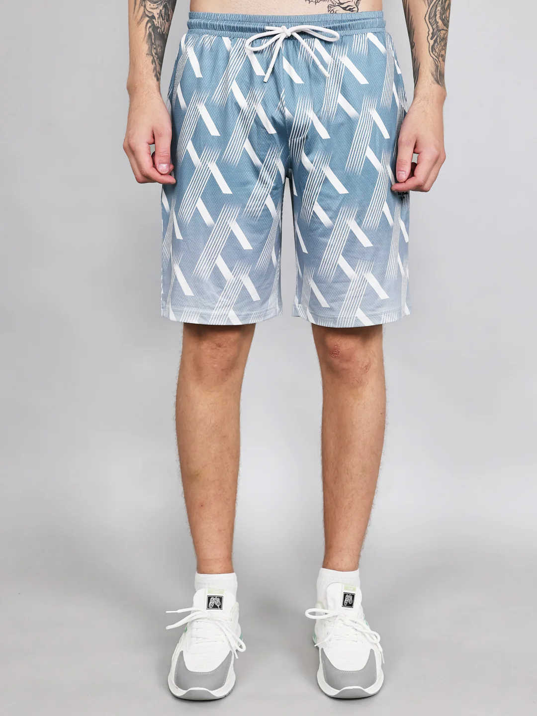 Men Blue Printed Regular Fit Bermuda Set - Image 2