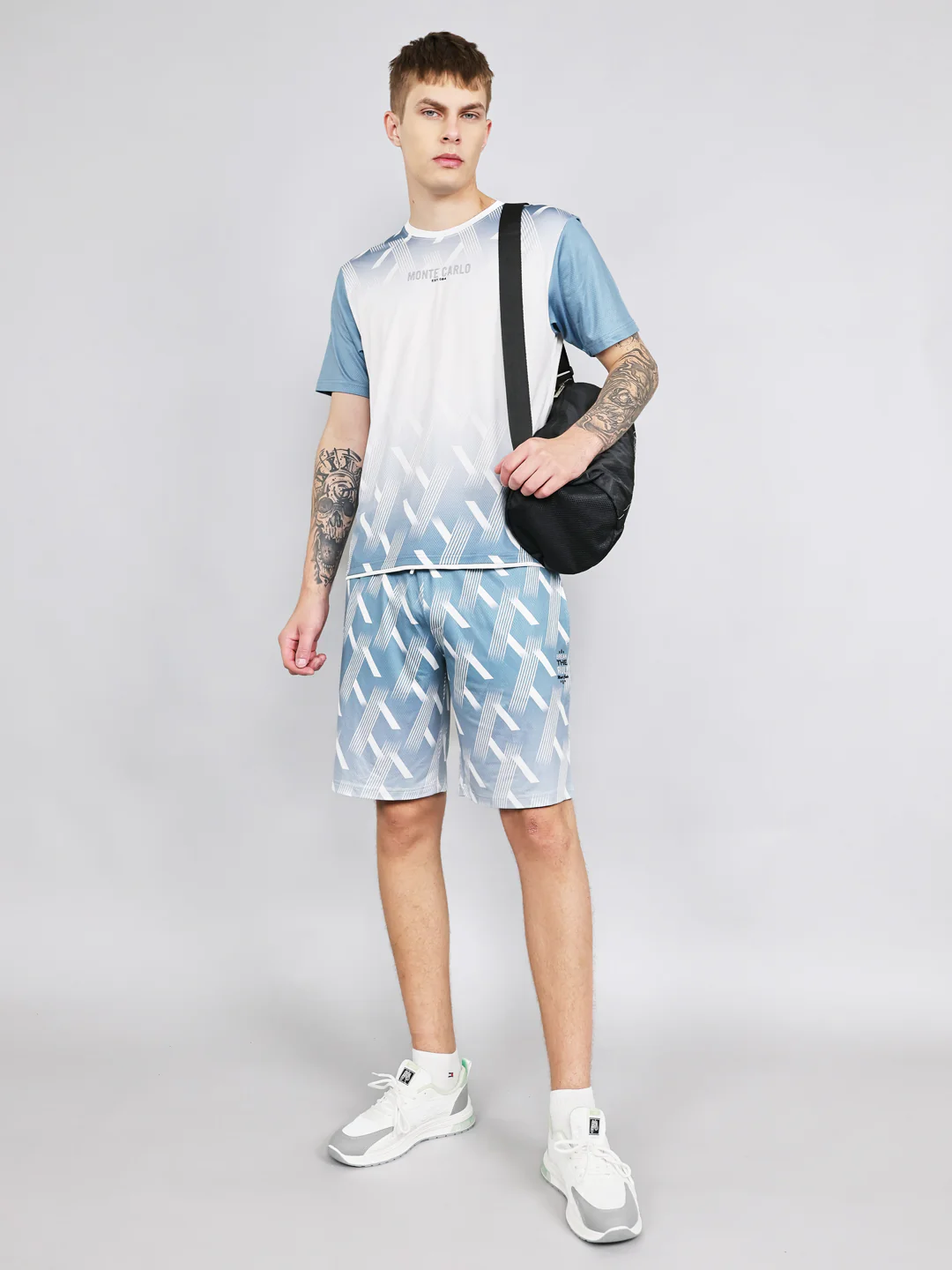 Men Blue Printed Regular Fit Bermuda Set - Image 6
