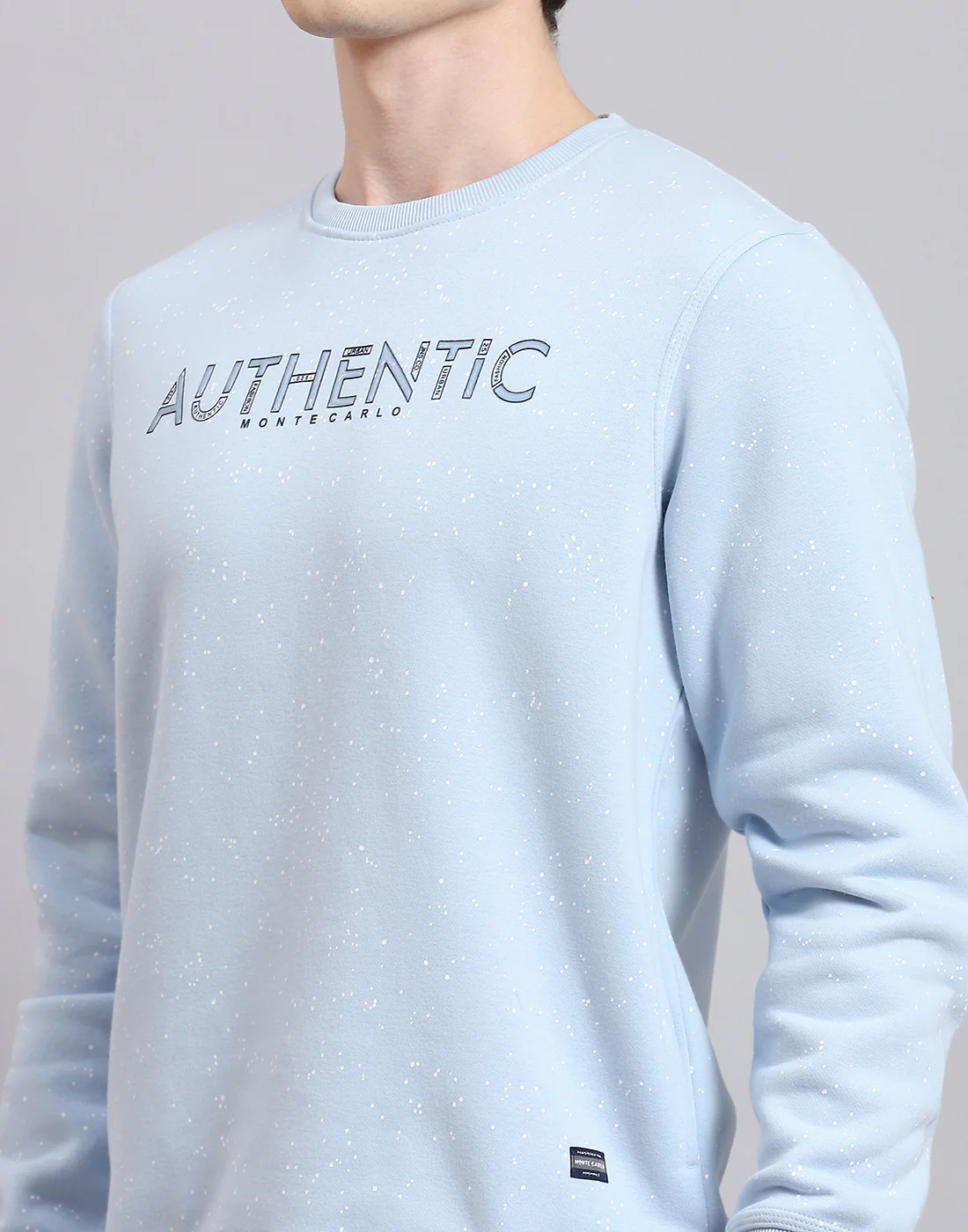Men Blue Printed Round Neck Full Sleeve Sweatshirt - Image 6