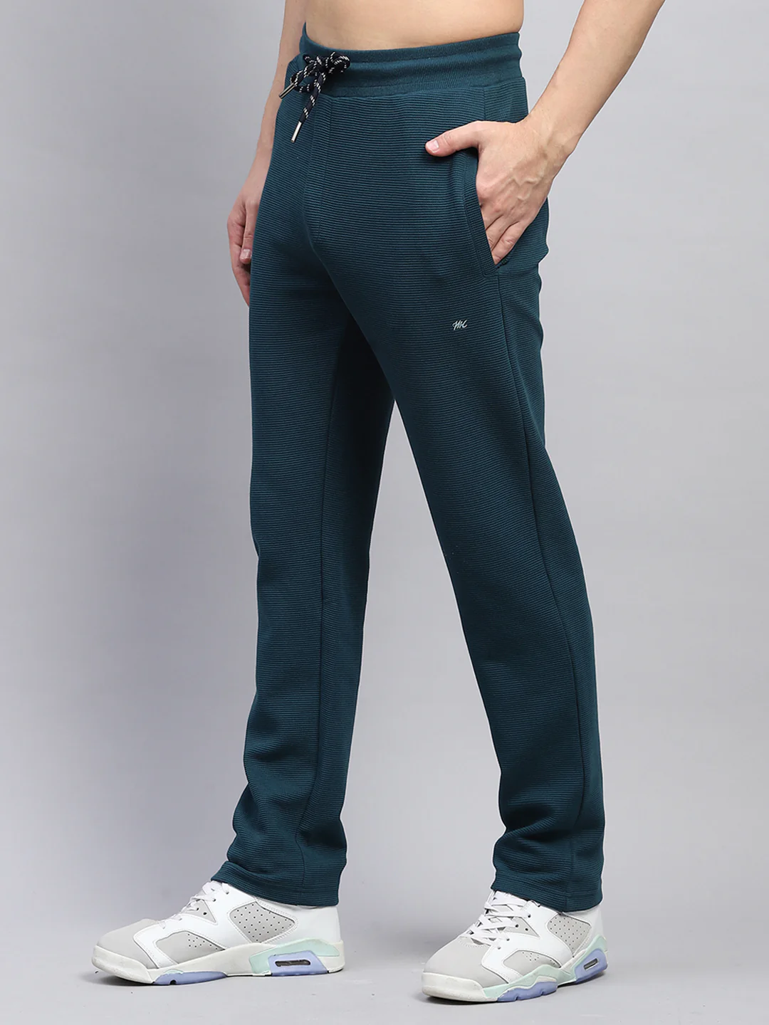 Men Blue Printed Round Neck Full Sleeve Winter Tracksuit - Image 7