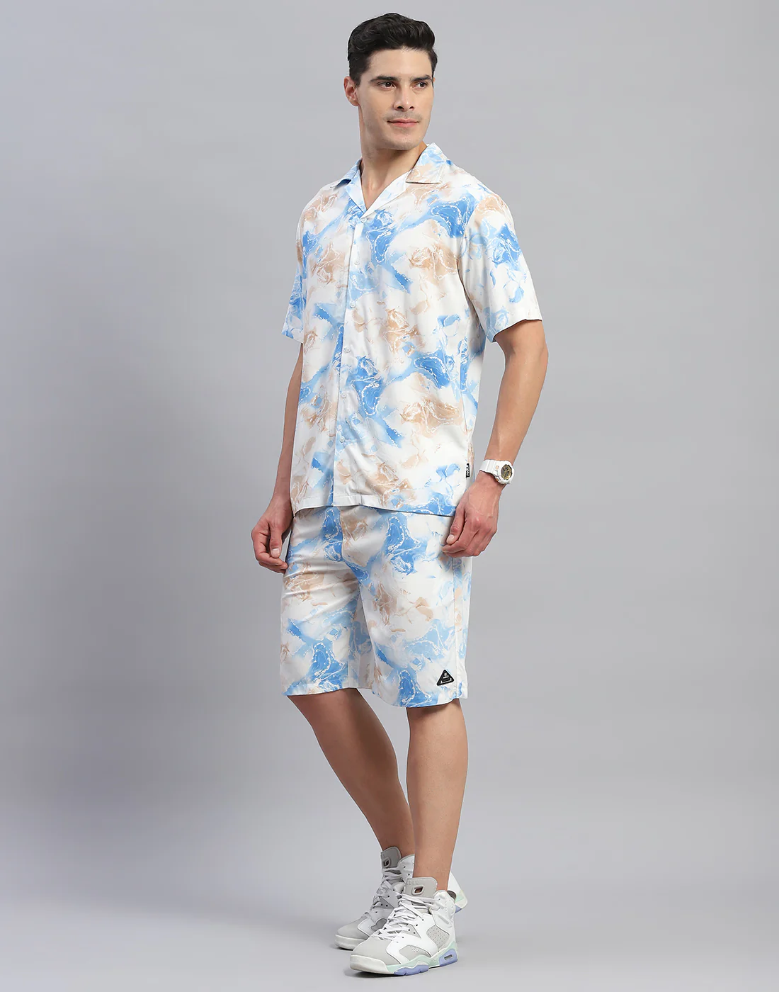 Rock.it Men Blue Printed Round Neck Half Sleeve Cords Set - Image 3