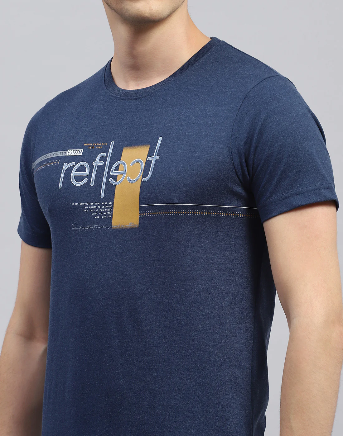 Men Blue Printed Round Neck Half Sleeve Lower Set - Image 6