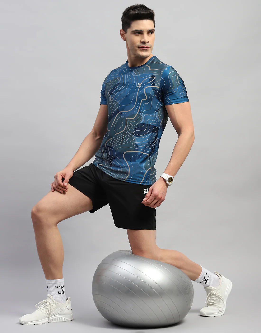 Rock.it Men Blue Printed Round Neck Half Sleeve T-Shirt - Image 2