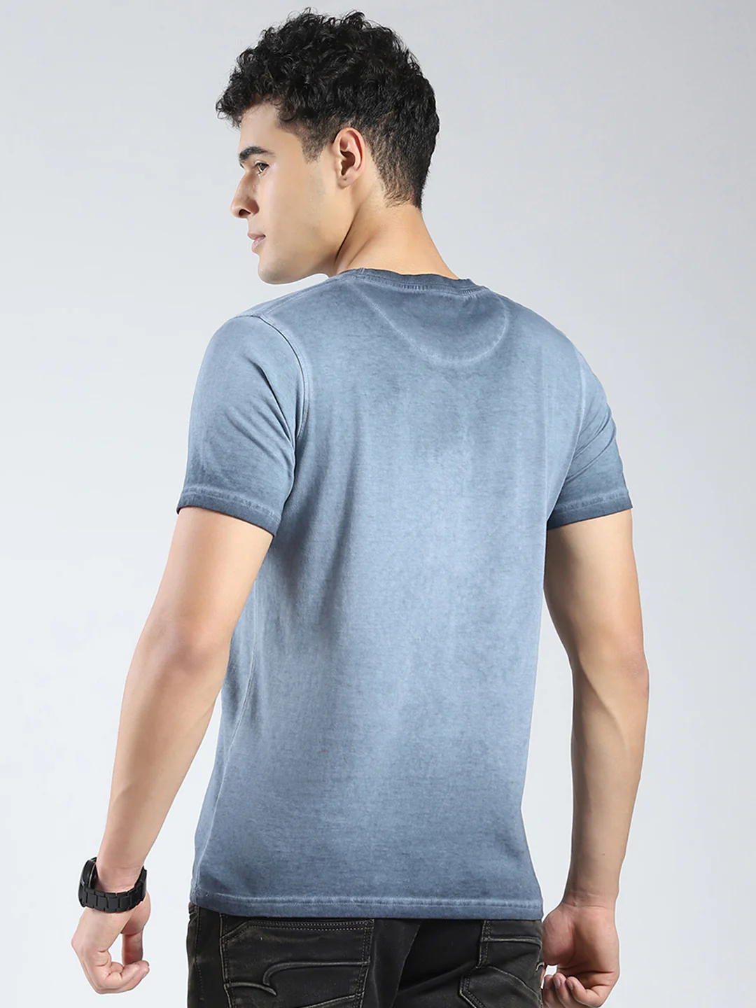 Rock.it Men Blue Printed Round Neck Half Sleeve T-Shirt - Image 5