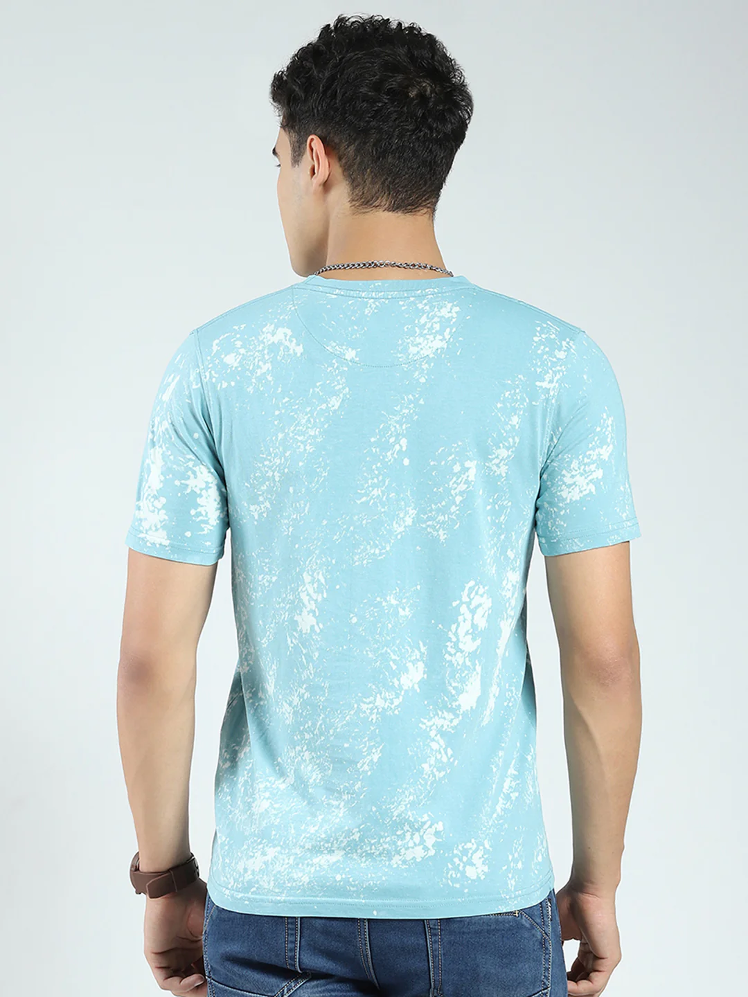 Rock.it Men Blue Printed Round Neck Half Sleeve T-Shirt - Image 5