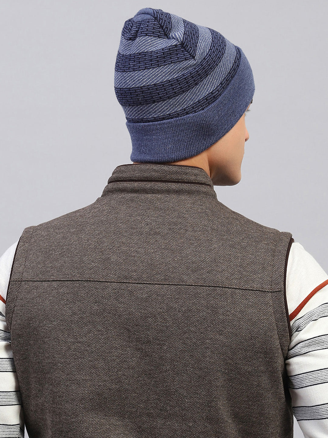 Men Blue Self Design Cap - Image 4