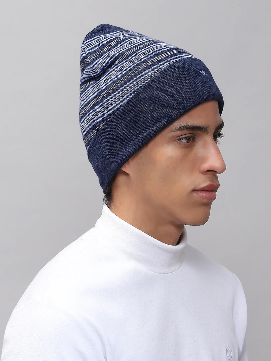 Men Blue Self Design Cap - Image 4