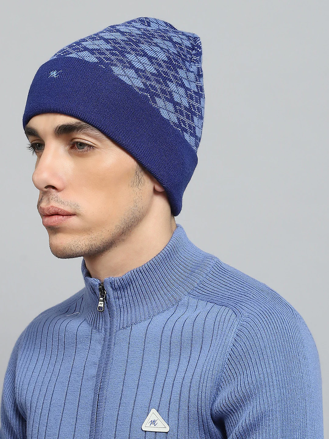 Men Blue Self Design Cap - Image 3