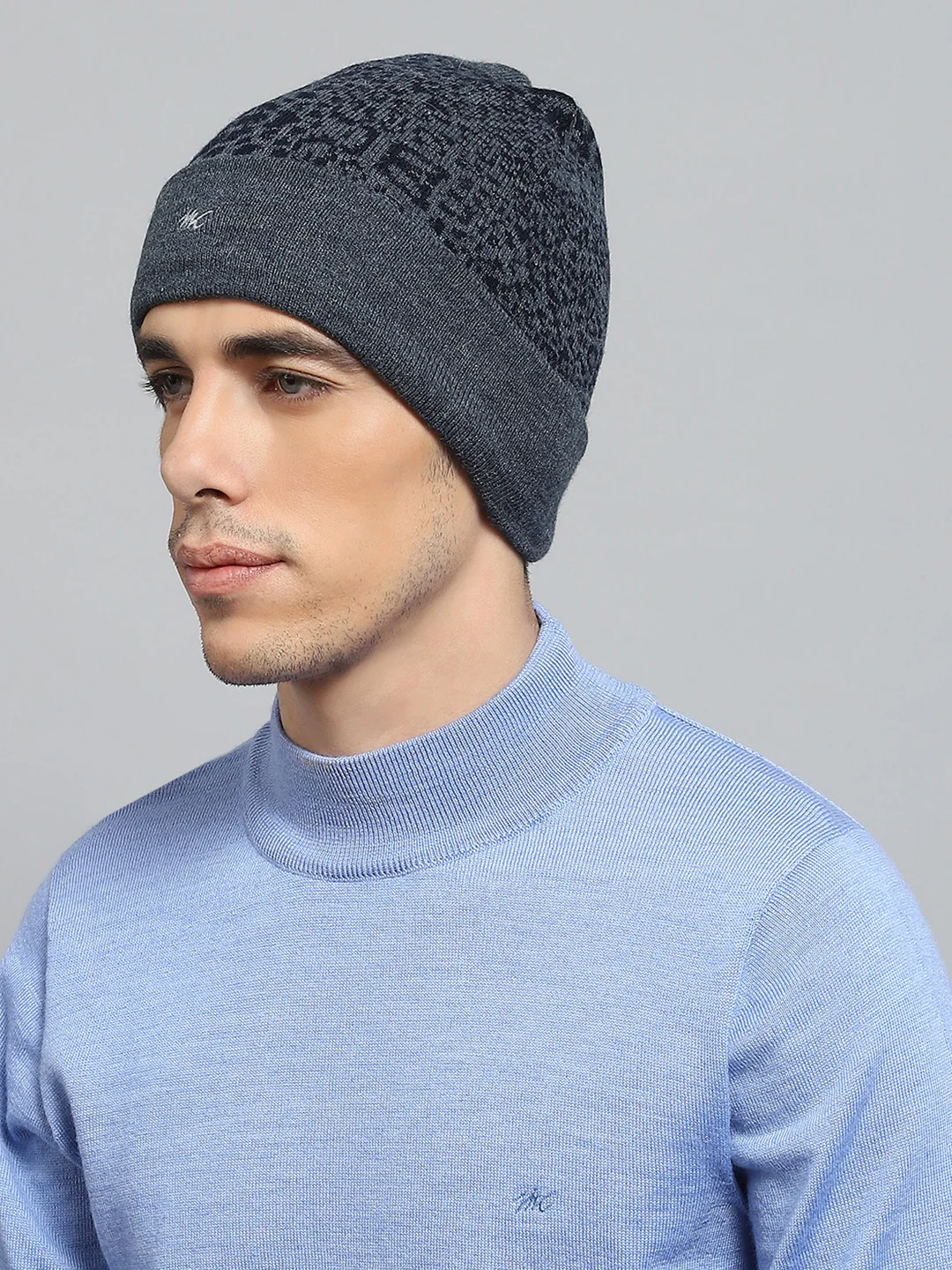 Men Blue Self Design Cap - Image 3