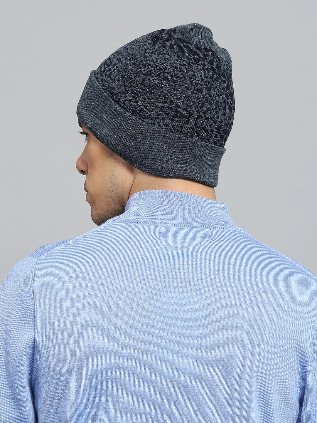 Men Blue Self Design Cap - Image 5