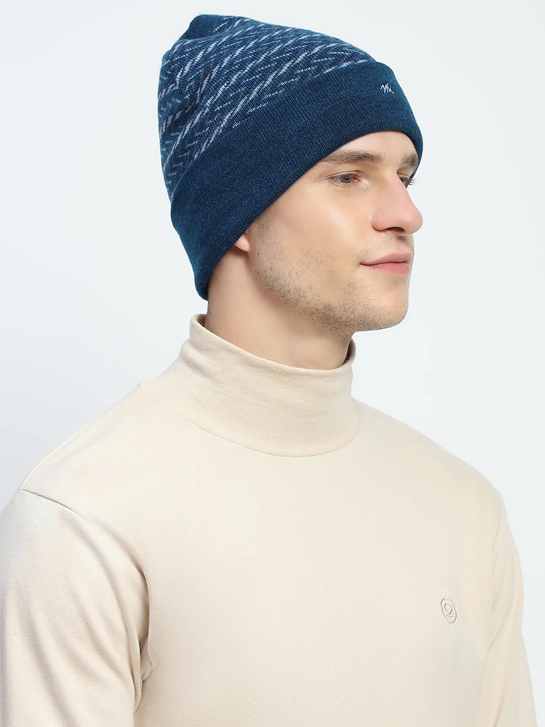 Men Blue Self Design Cap - Image 4