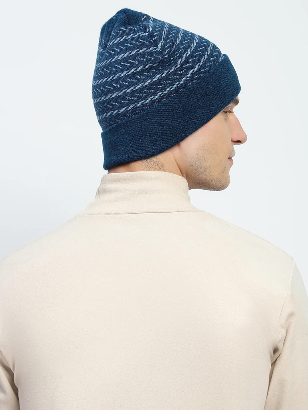 Men Blue Self Design Cap - Image 5