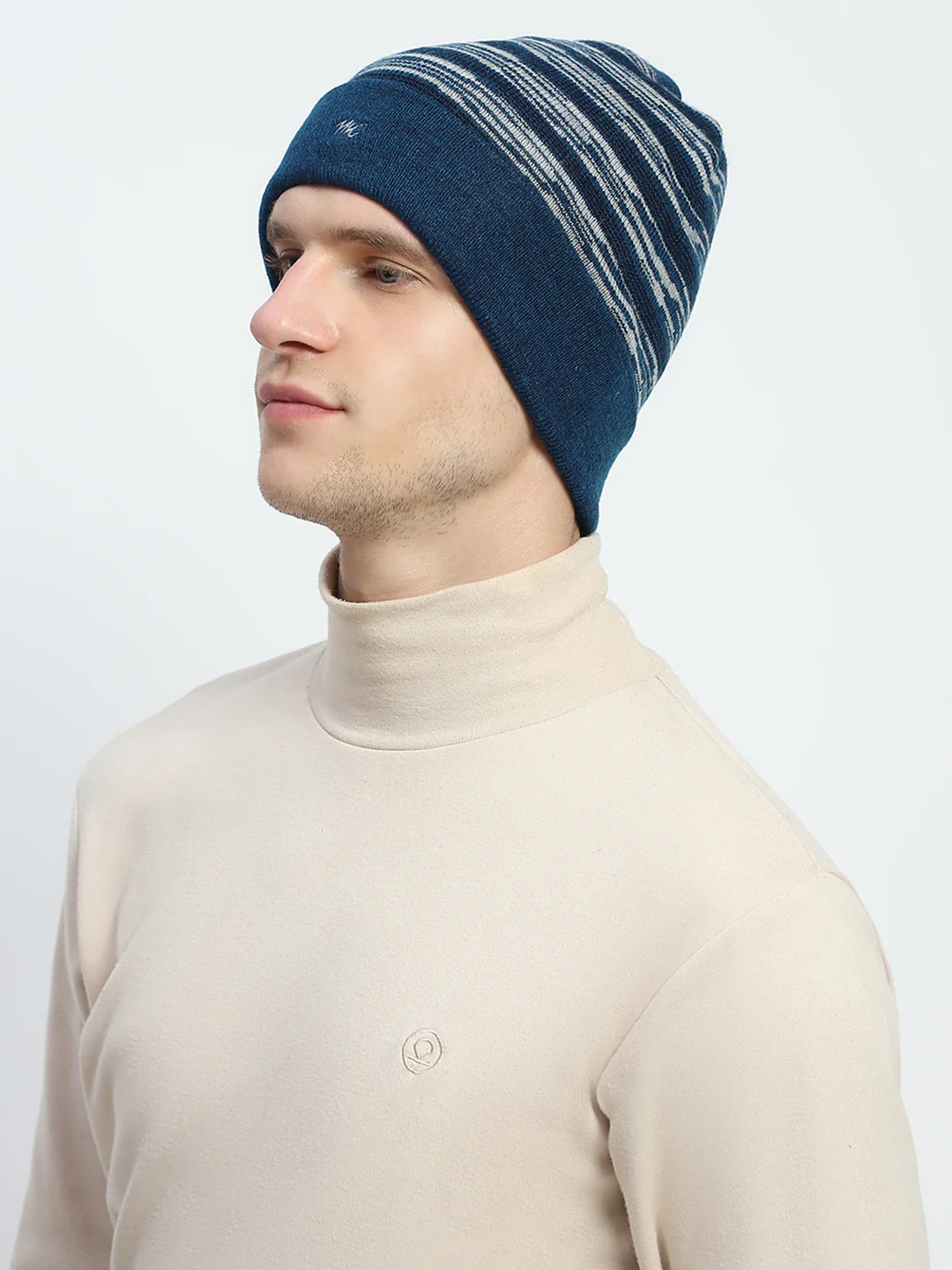 Men Blue Self Design Cap - Image 3