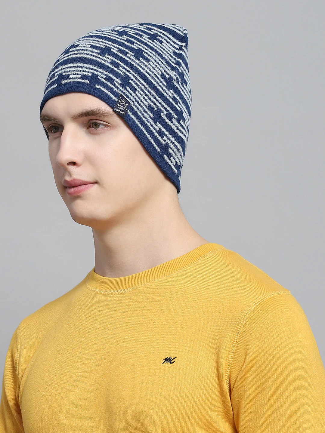 Men Blue Self Design Cap - Image 3