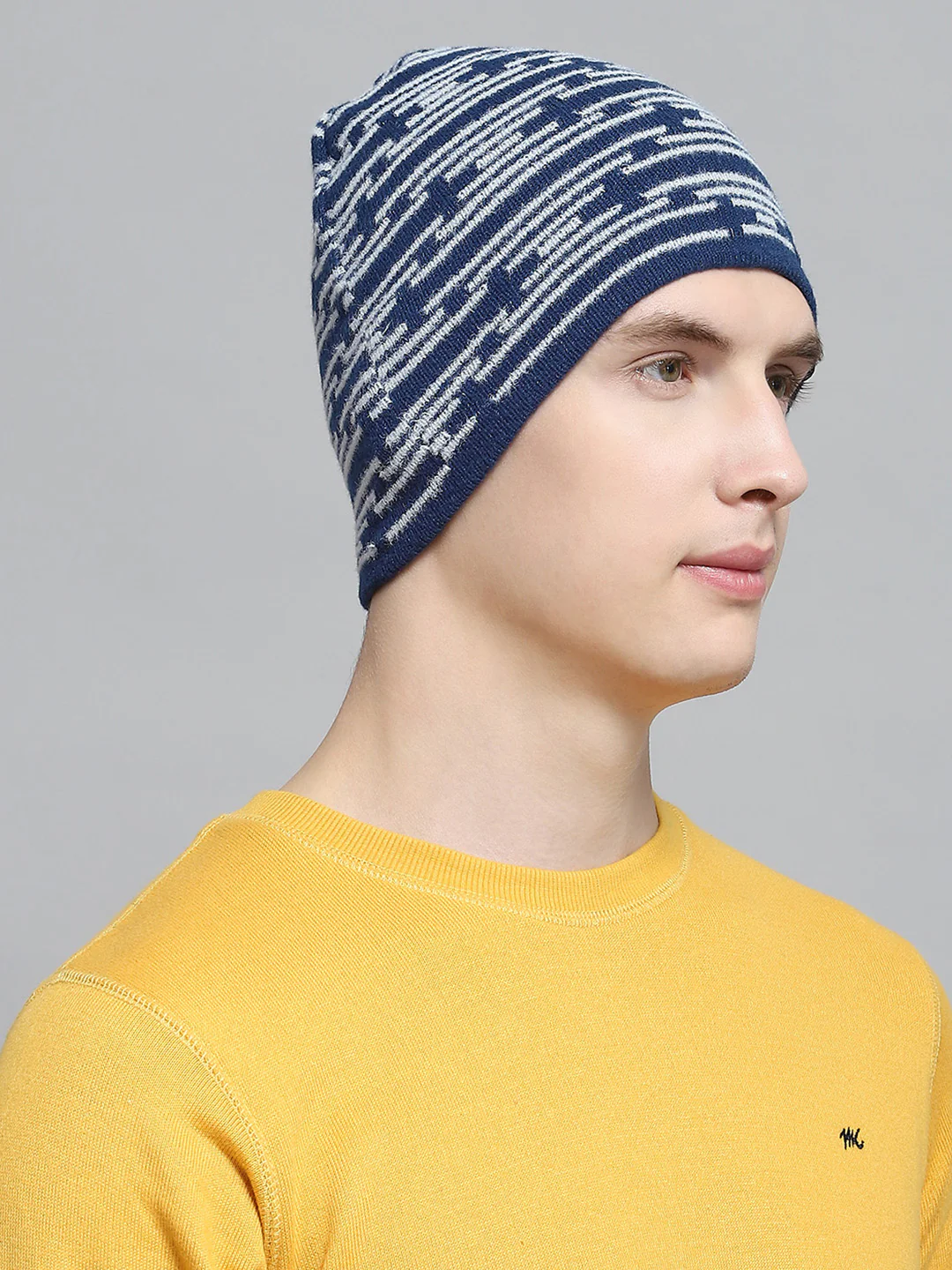 Men Blue Self Design Cap - Image 4