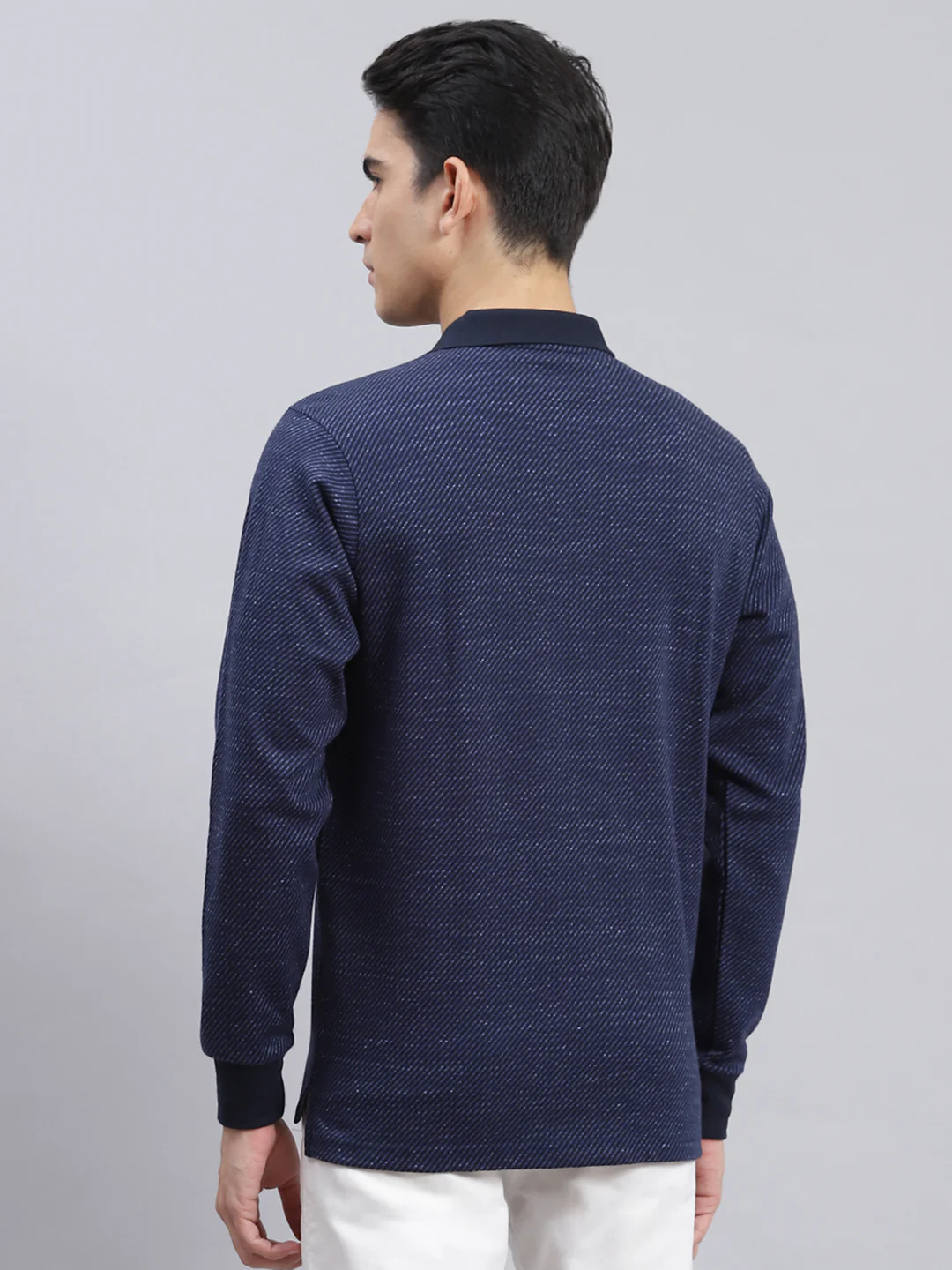 Men Blue Self Design Cotton Blend T-Shirt - Image 5
