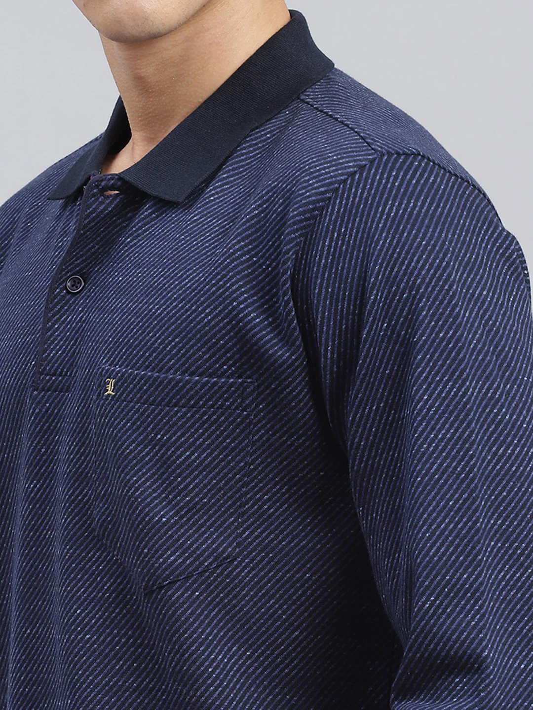 Men Blue Self Design Cotton Blend T-Shirt - Image 6