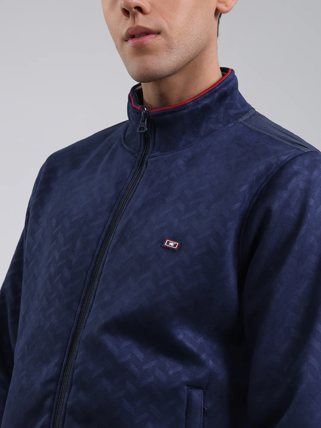 Men Blue Self Design Full Sleeve Sweatshirt with Jacket Vibe - Image 6