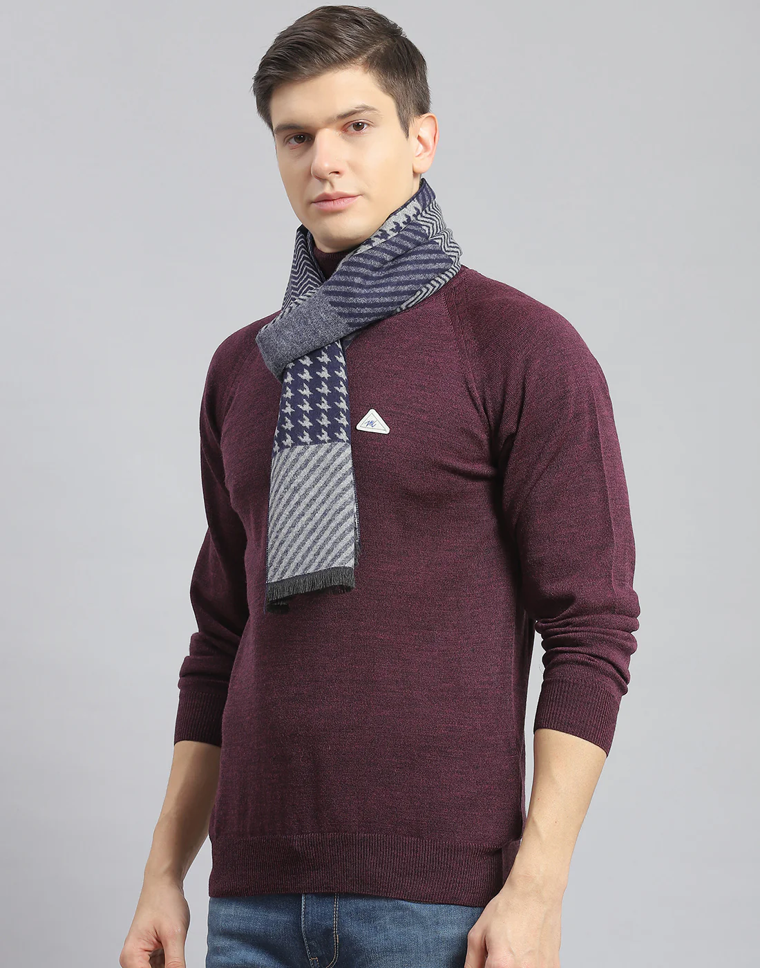 Men Blue Self Design Muffler - Image 3