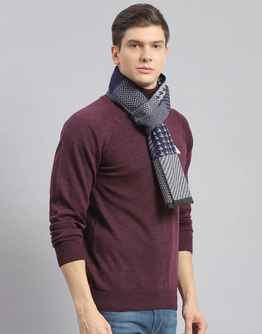 Men Blue Self Design Muffler - Image 4
