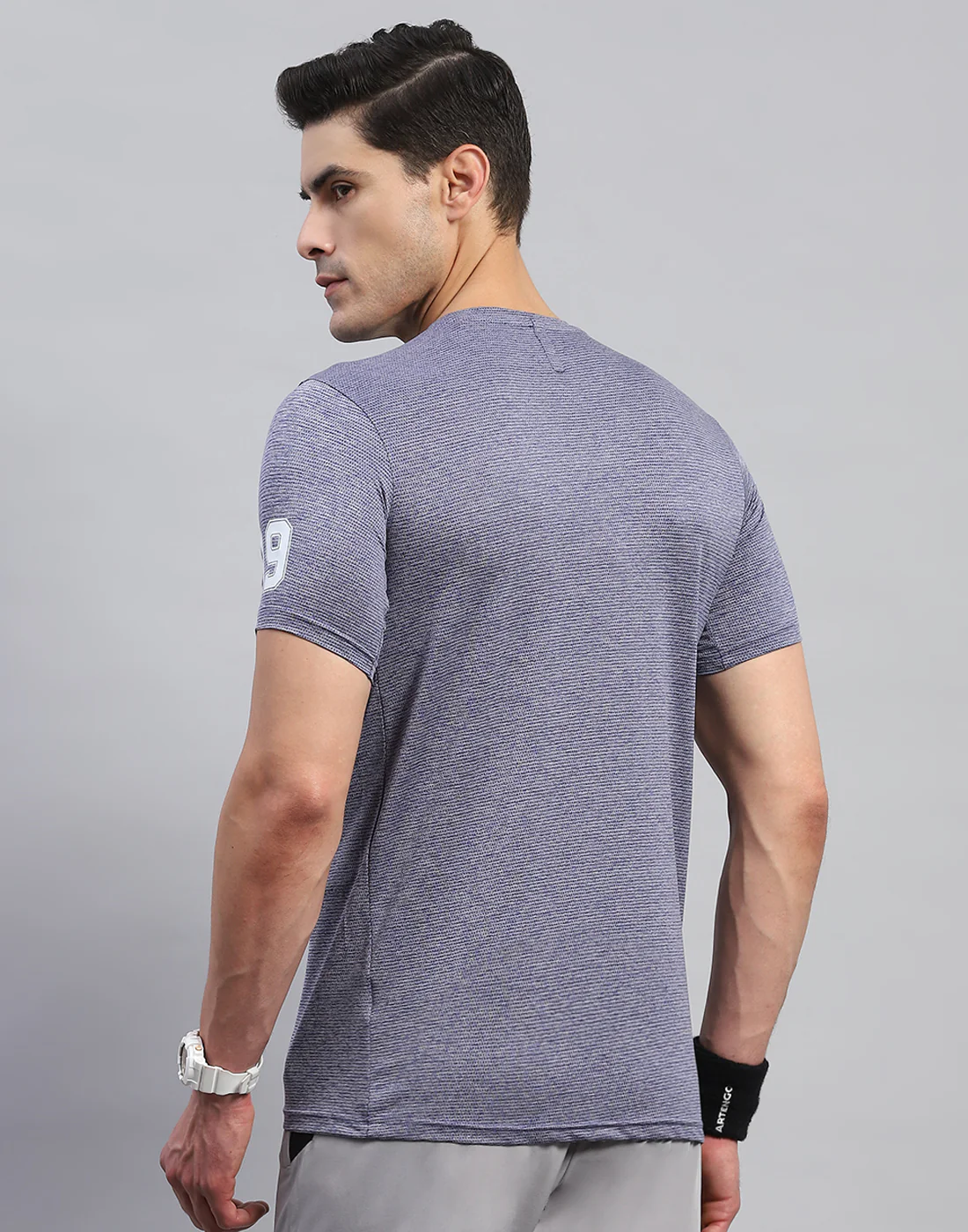 Rock.it Men Blue Self Design Round Neck Half Sleeve T-Shirt - Image 5