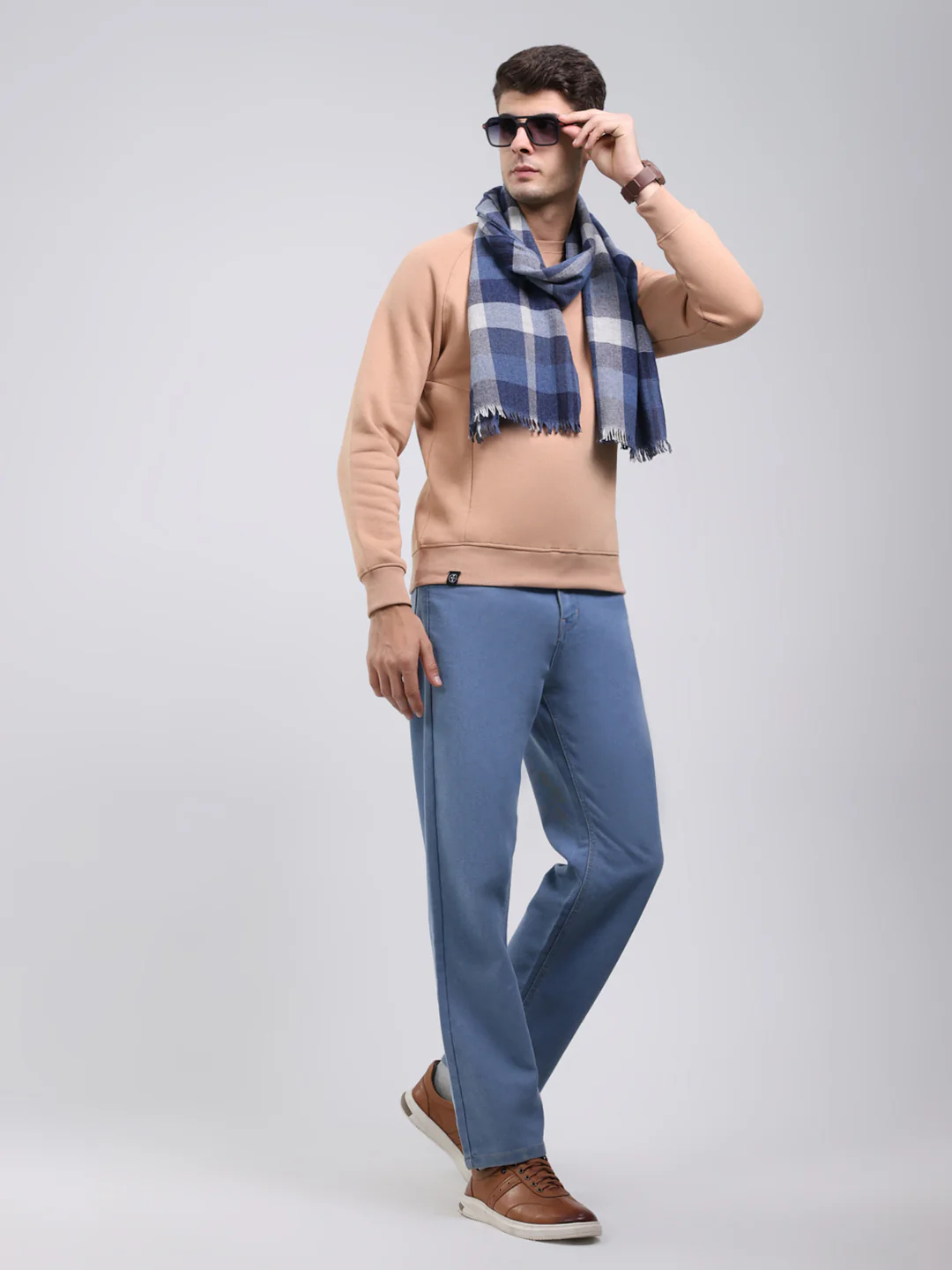 Men Blue Self Design Wool Blend Muffler - Image 2