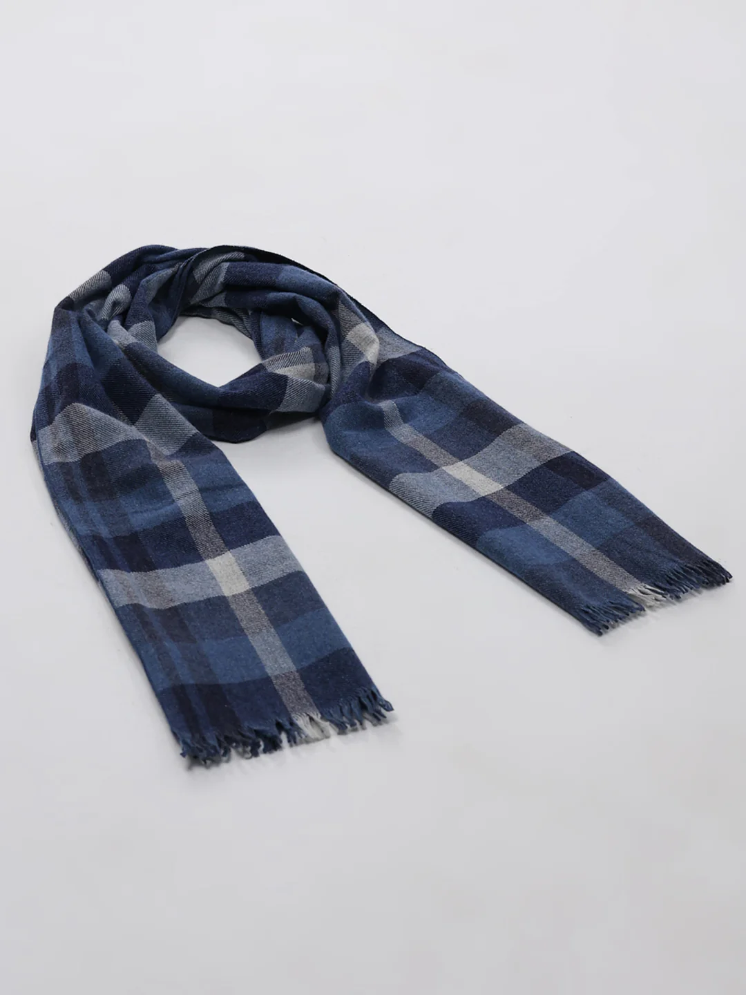 Men Blue Self Design Wool Blend Muffler - Image 6