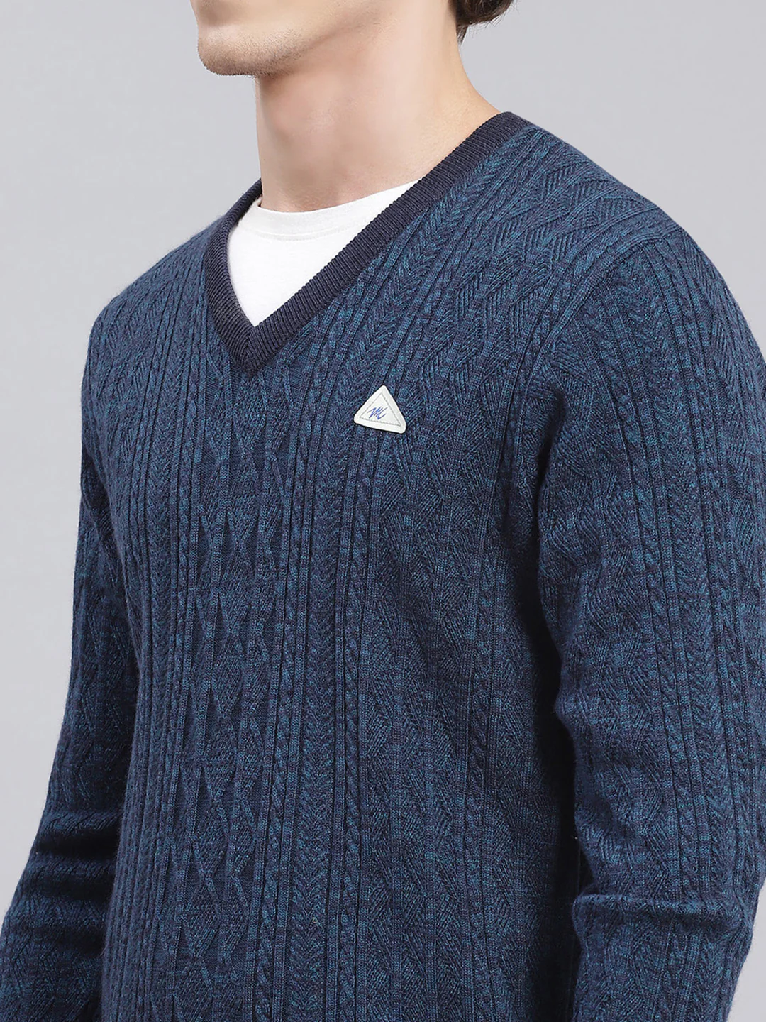Men Blue Self Design Wool blend Pullover - Image 6