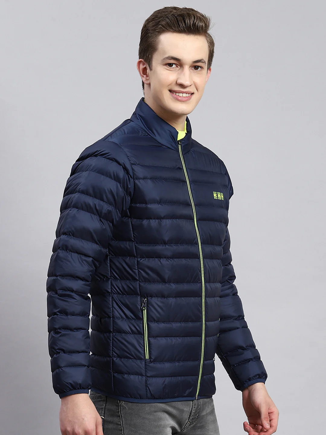 Men Blue Self Jacket - Image 3
