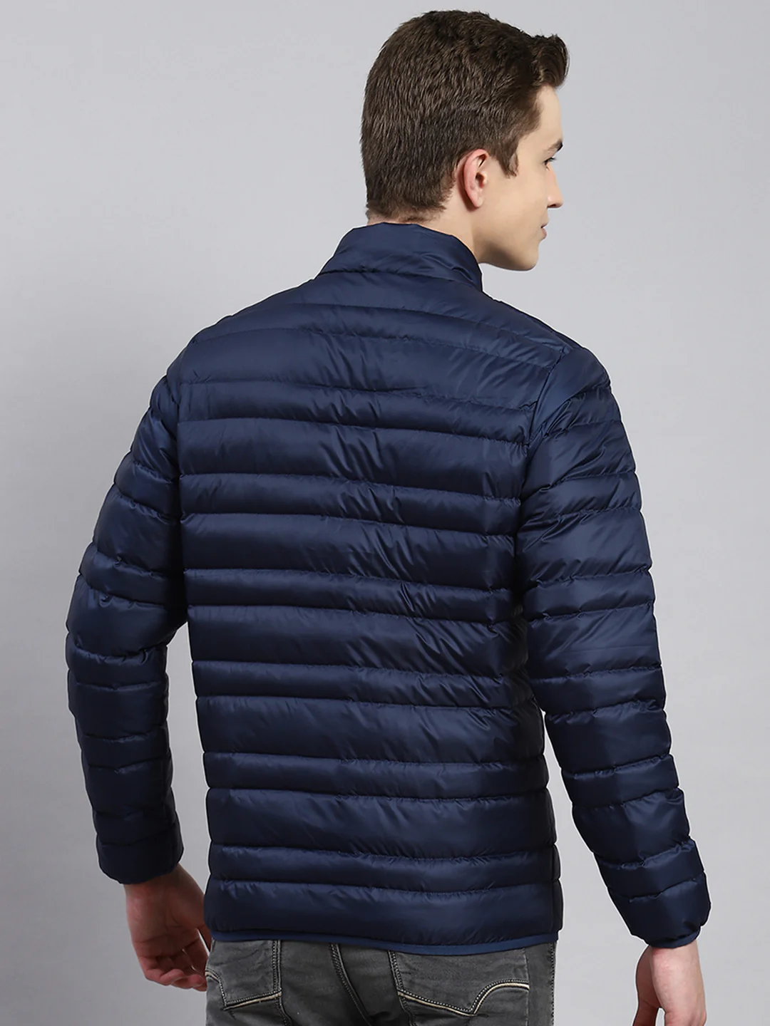 Men Blue Self Jacket - Image 5