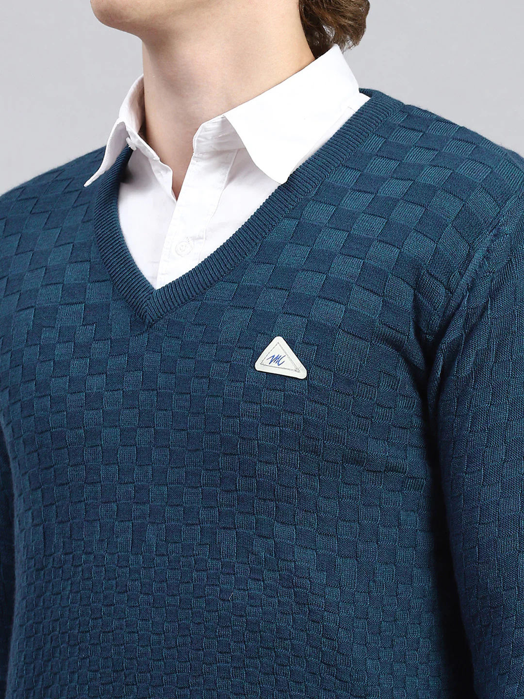 Men Blue Self Pullover - Image 6