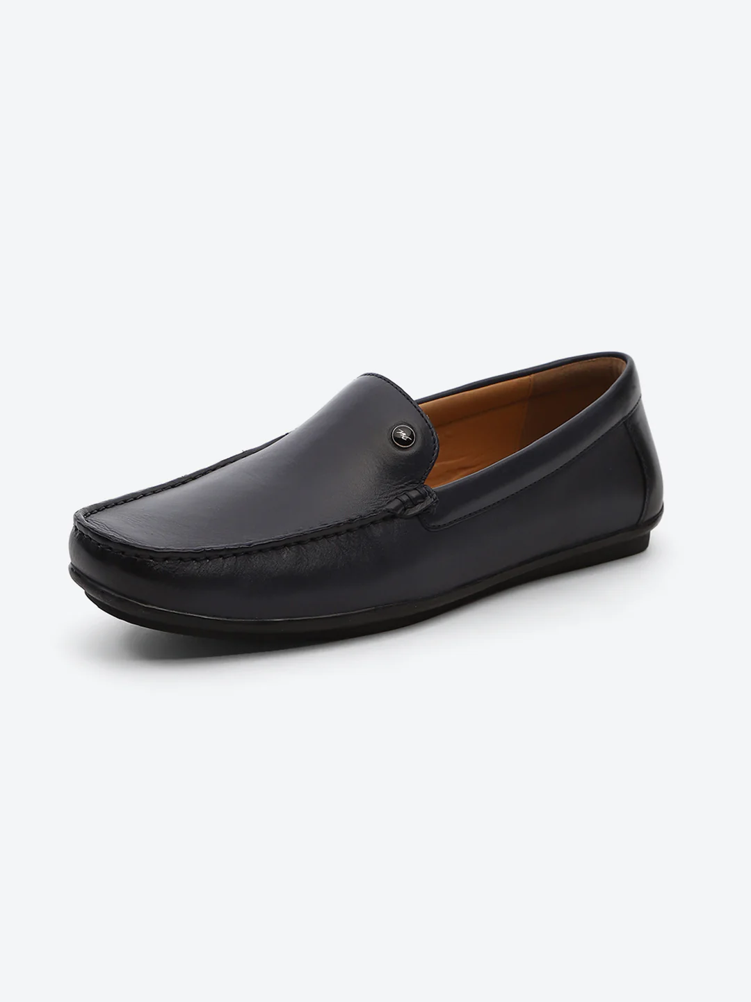 Men Dark Blue Slip on Genuine Leather Loafers - Image 3