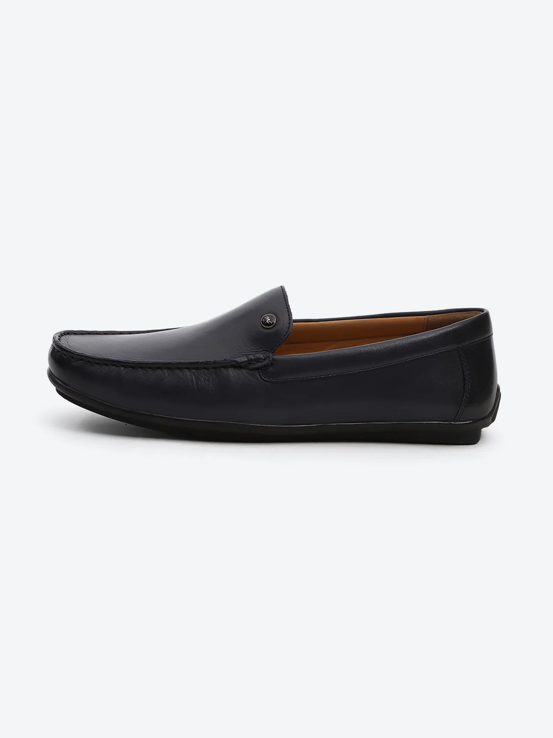 Men Dark Blue Slip on Genuine Leather Loafers - Image 4