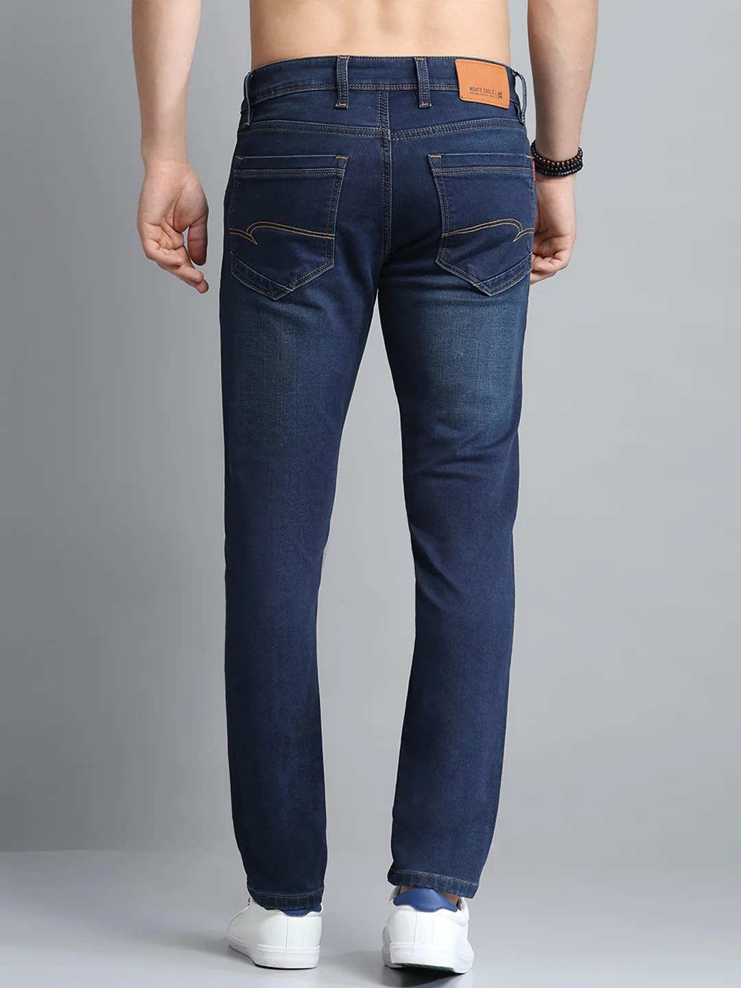 Men Blue Solid Ankle Length Denim - Image 5