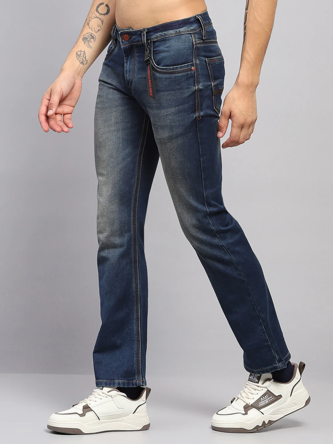 Men Blue Solid Bootcut Denim - Image 3
