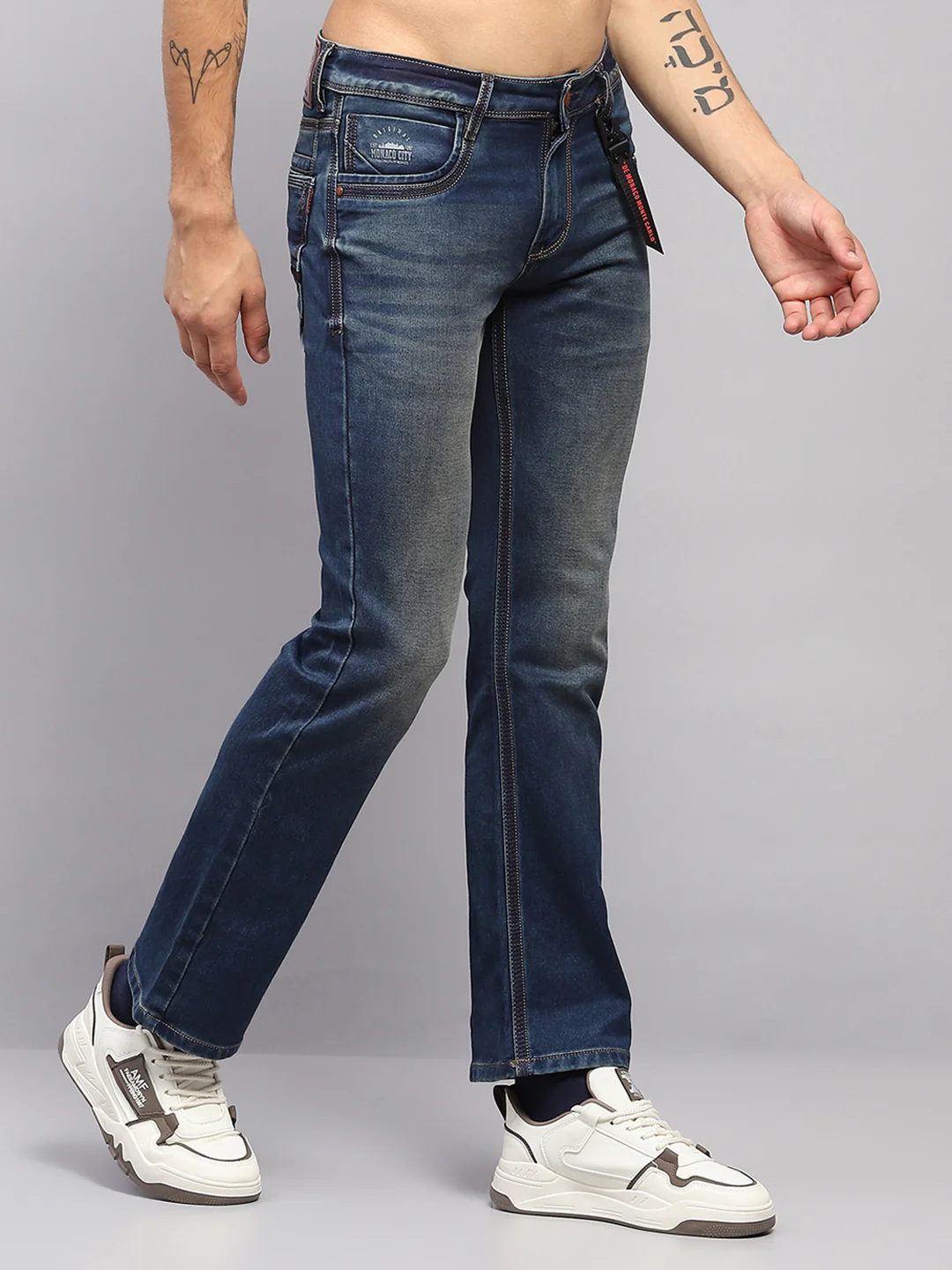 Men Blue Solid Bootcut Denim - Image 4
