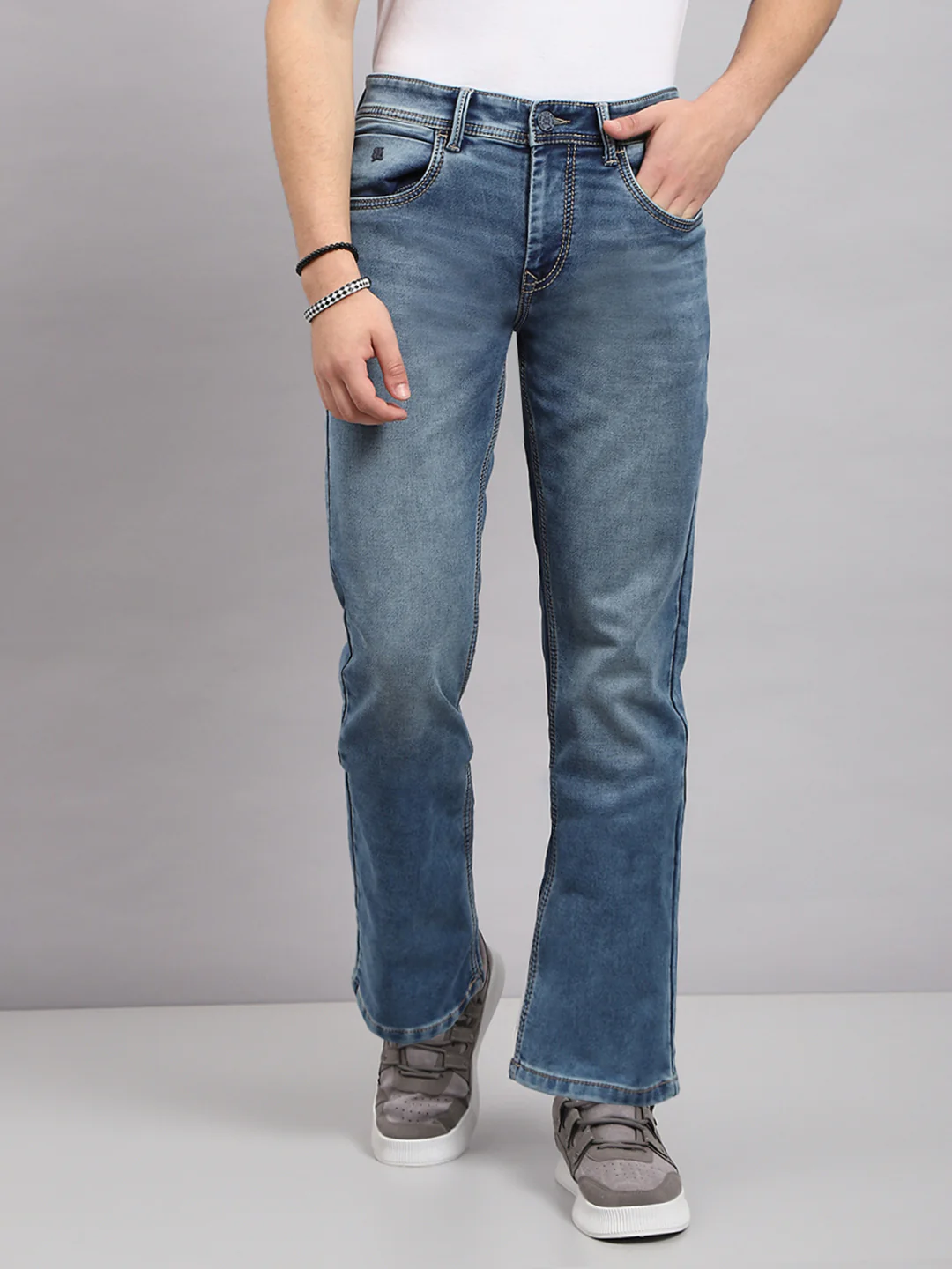 Men Blue Solid Bootcut Denim - Image 2