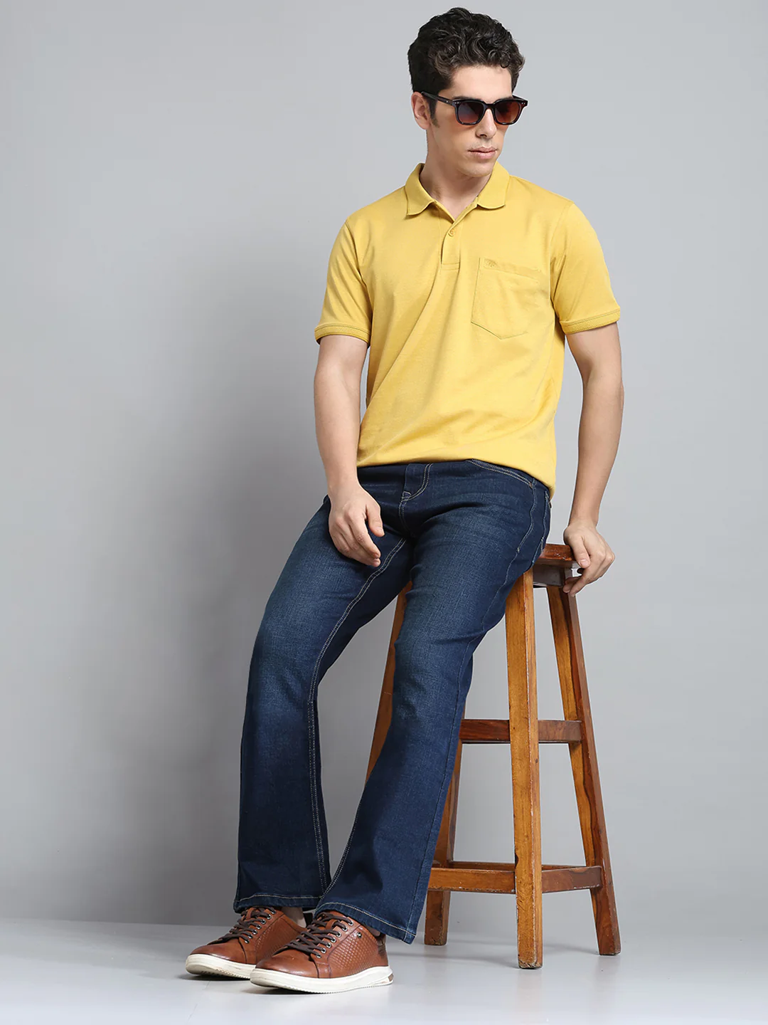 Men Blue Solid Bootcut Denim - Image 2