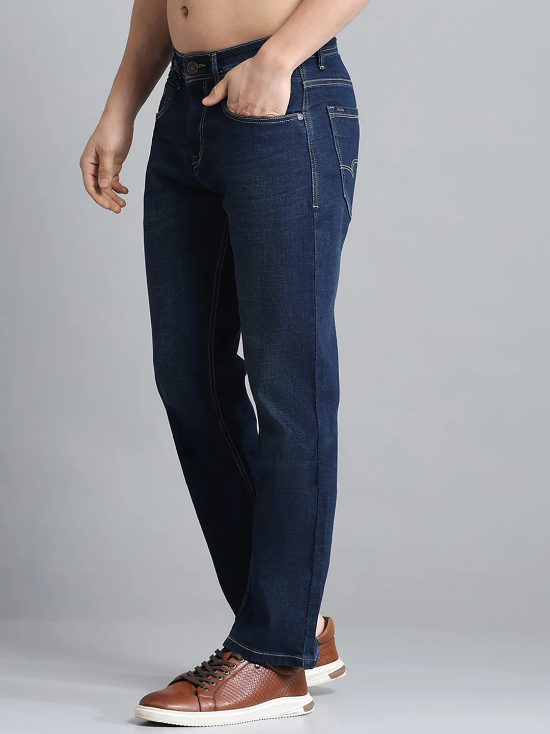 Men Blue Solid Bootcut Denim - Image 3