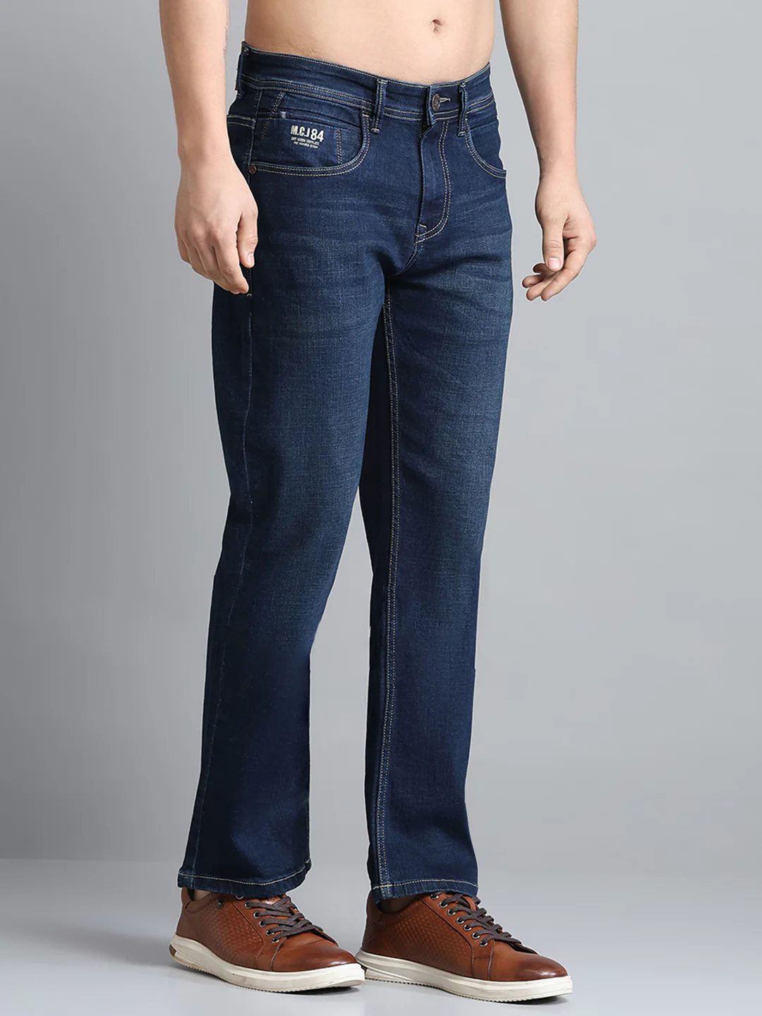 Men Blue Solid Bootcut Denim - Image 4