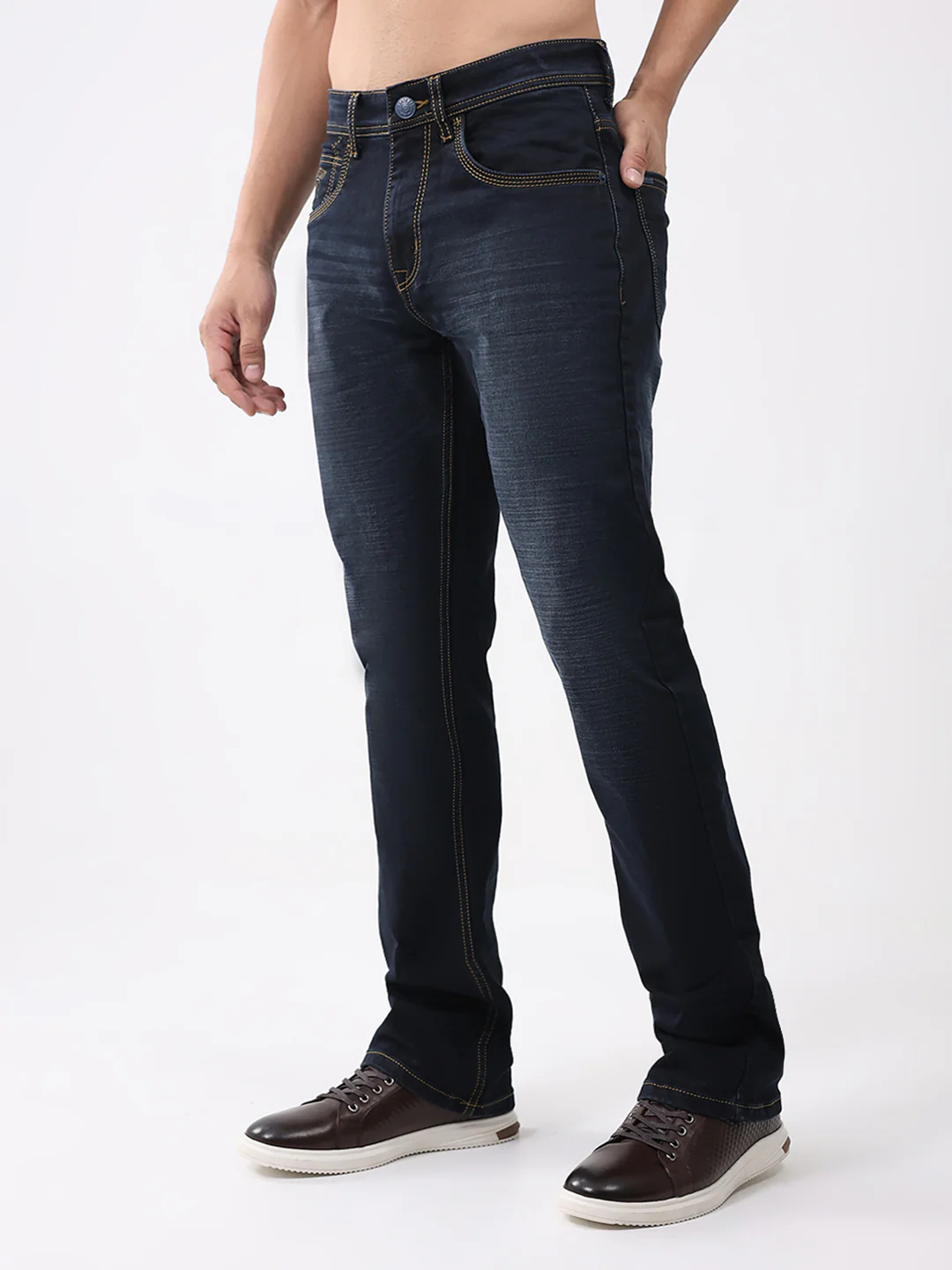 Men Blue Solid Bootcut Denim - Image 3