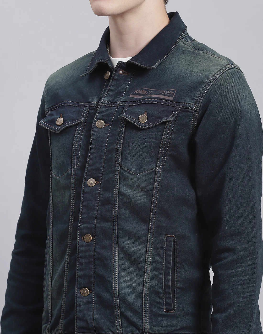 Men Blue Solid Collar Full Sleeve Jacket - Image 6