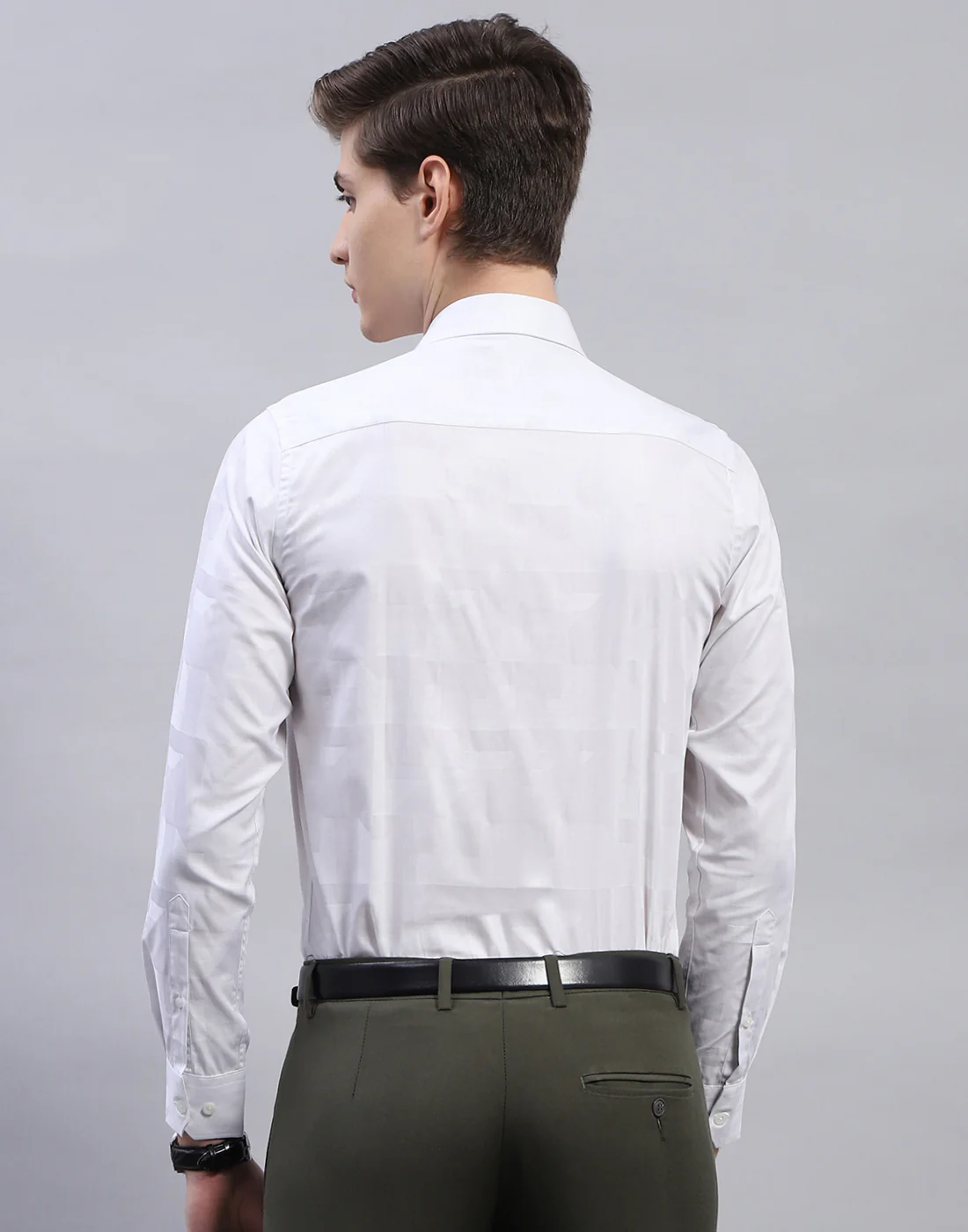 Men Blue Solid Collar Full Sleeve Shirt - Image 5