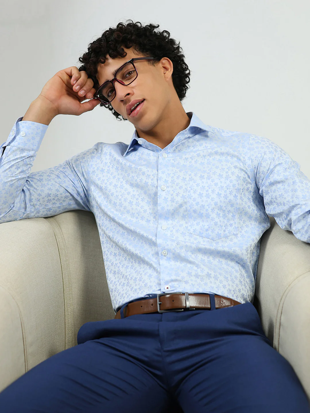 Luxuria Men Blue Solid Collar Full Sleeve Shirt - Image 6