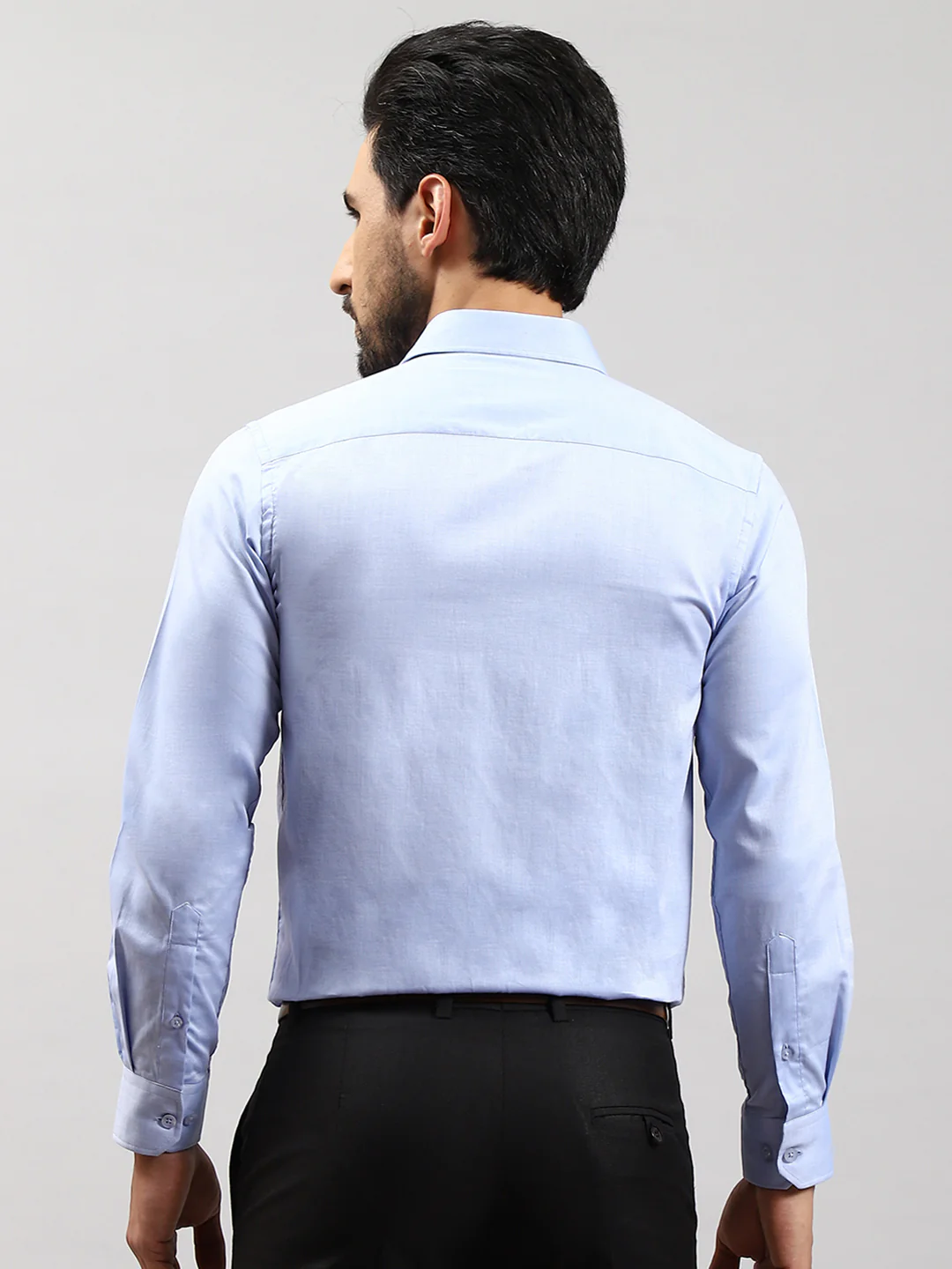 Men Blue Solid Collar Full Sleeve Shirts - Image 5