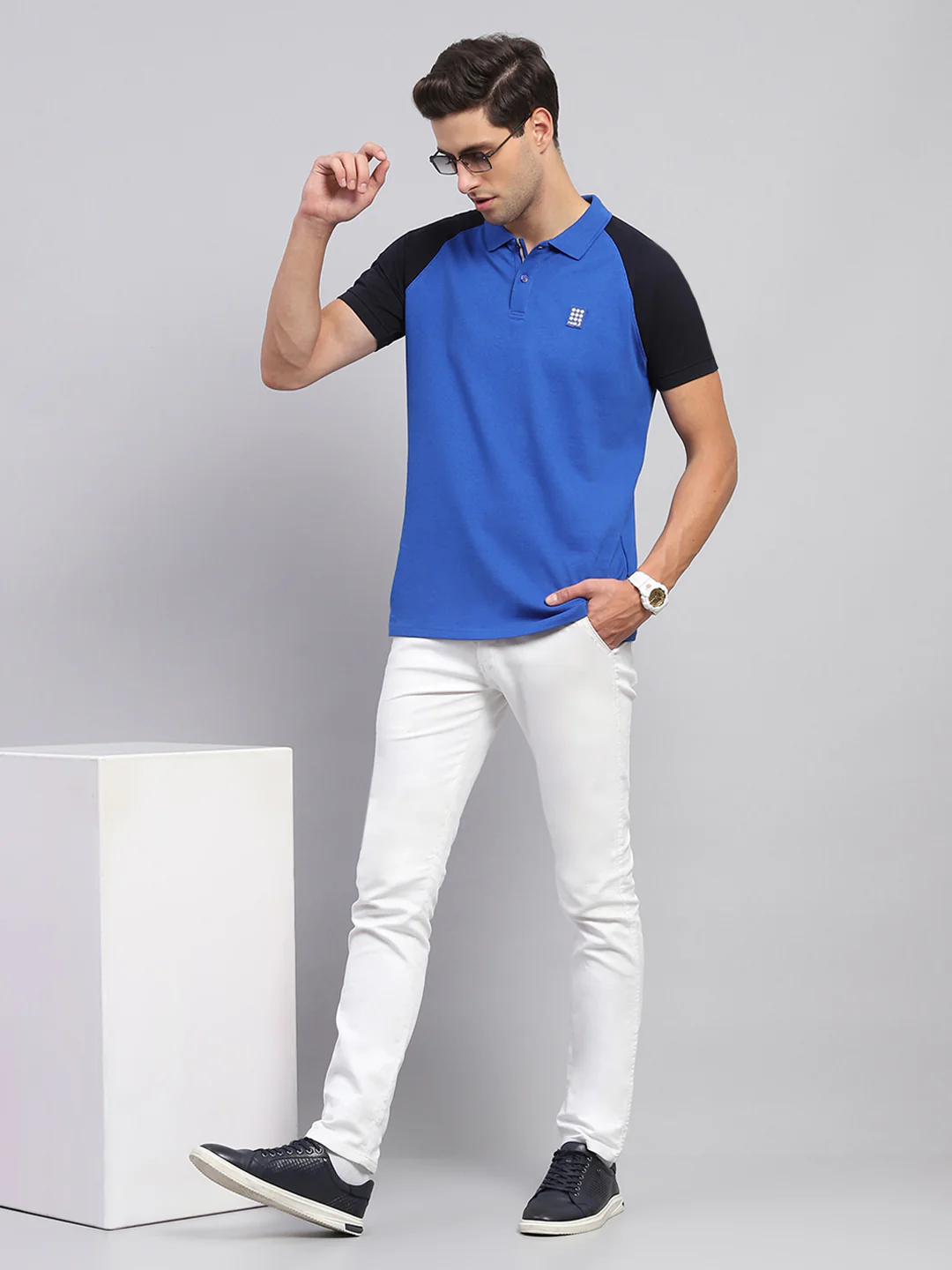 Rock.it Men Blue Solid Collar Half Sleeve T-Shirt - Image 2