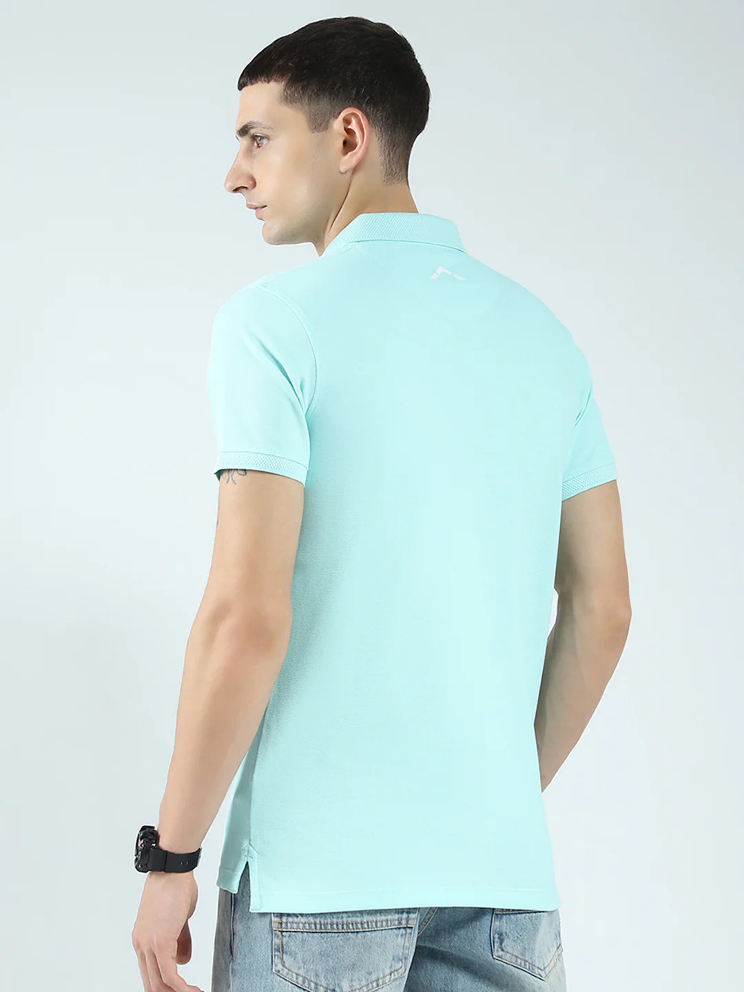 Rock.it Men Blue Solid Collar Half Sleeve T-Shirt - Image 5
