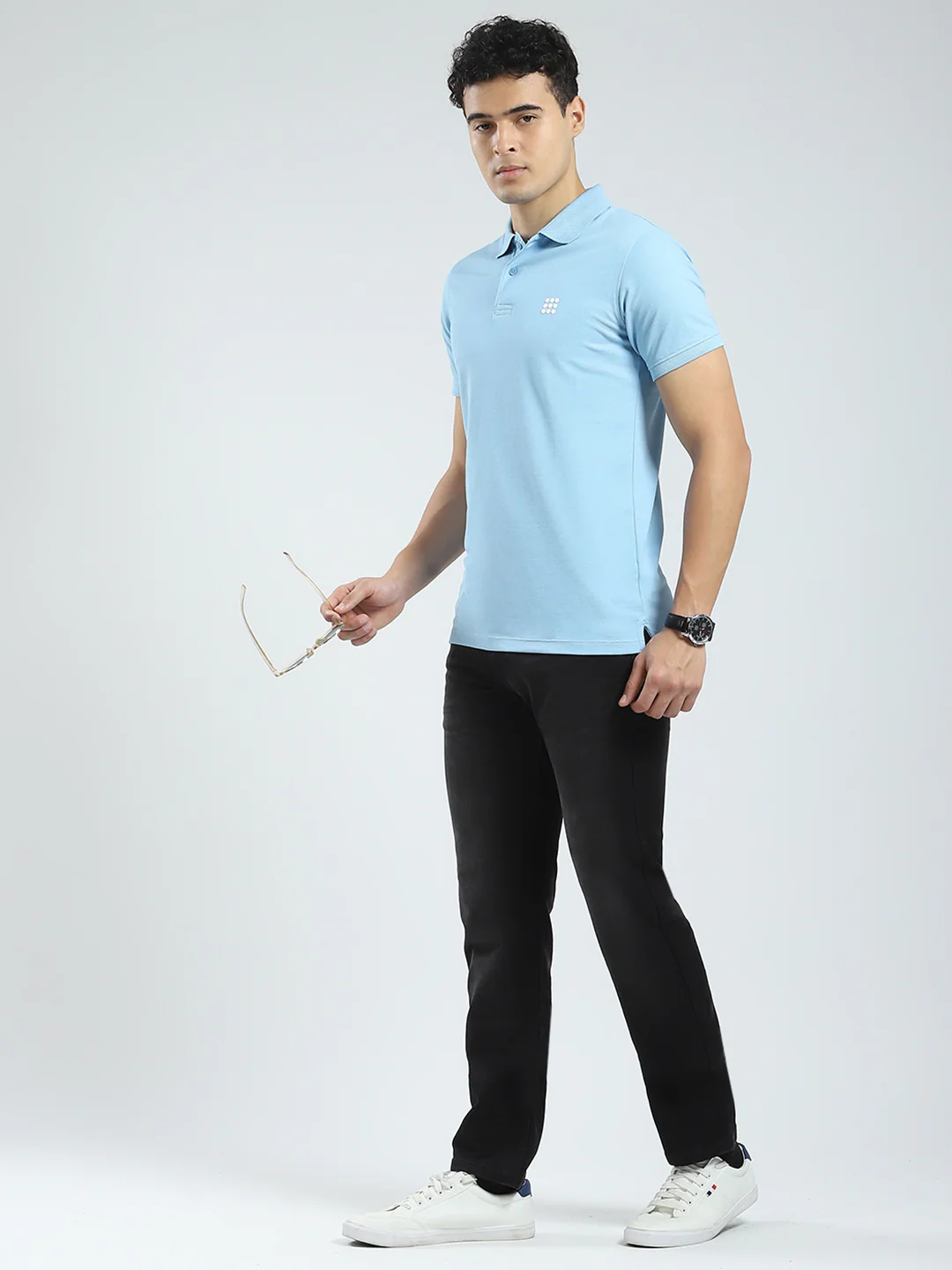 Rock.it Men Blue Solid Collar Half Sleeve T-Shirt - Image 2