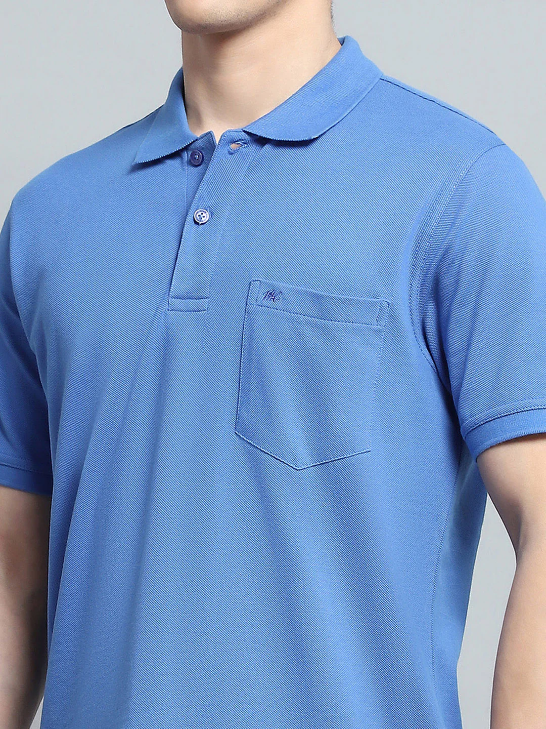 Men Blue Solid Collar Half Sleeve T-Shirt - Image 6